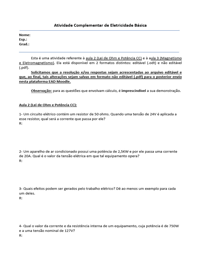 Questionário Das AULAS 2 e 3 | PDF | Métodos e Materiais de Ensino ...