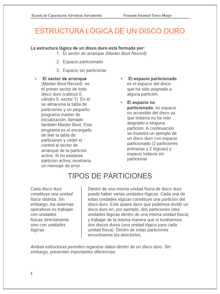 Estructura lógica de un disco duro | PDF | Arranque | Disco duro