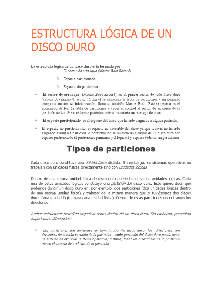 Estructura Lógica de un Disco Duro | PDF | Arranque | Archivo de ...