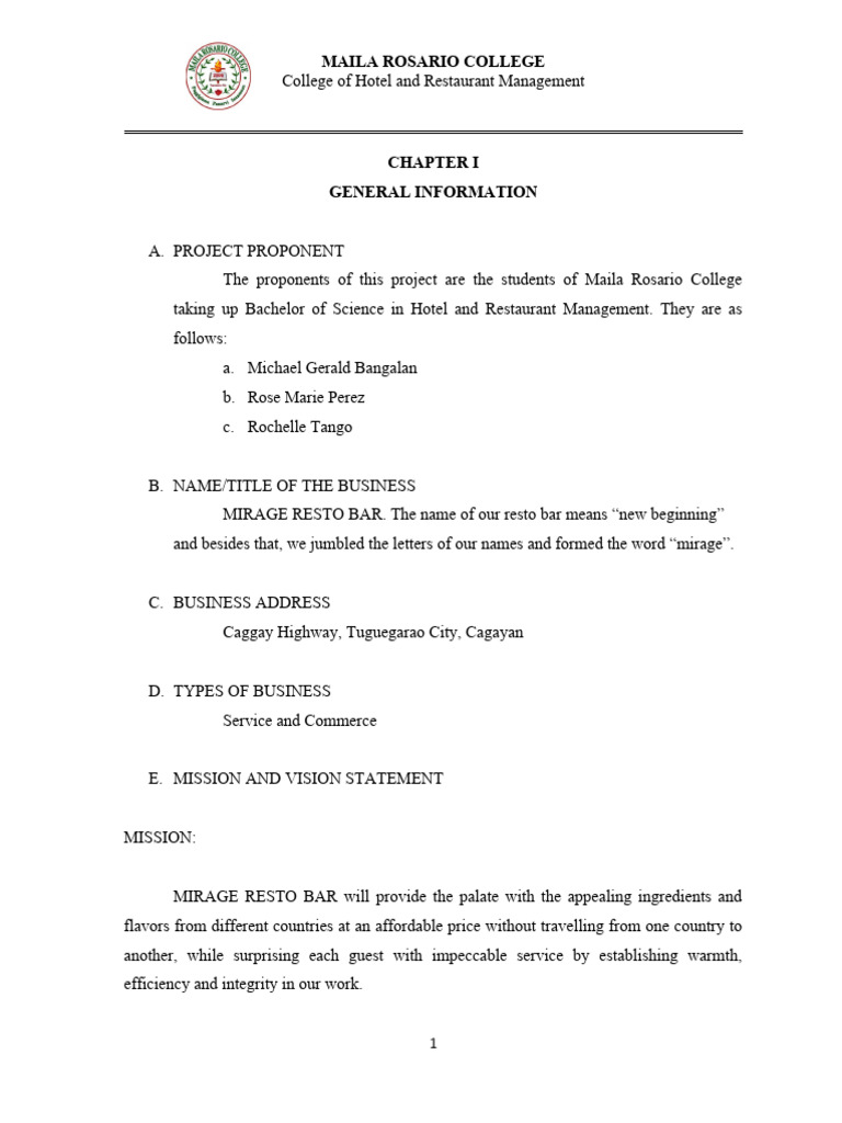 Resto Bar Business Plan PDF Chef Restaurants