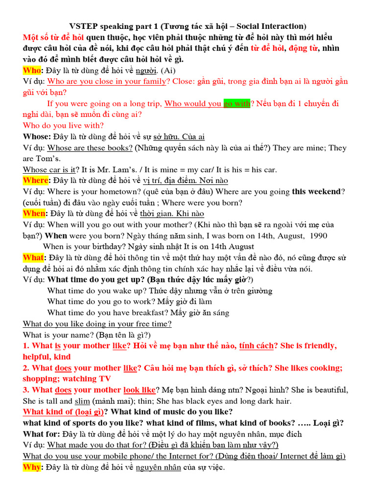 B1C1 Speaking Part 1 | PDF