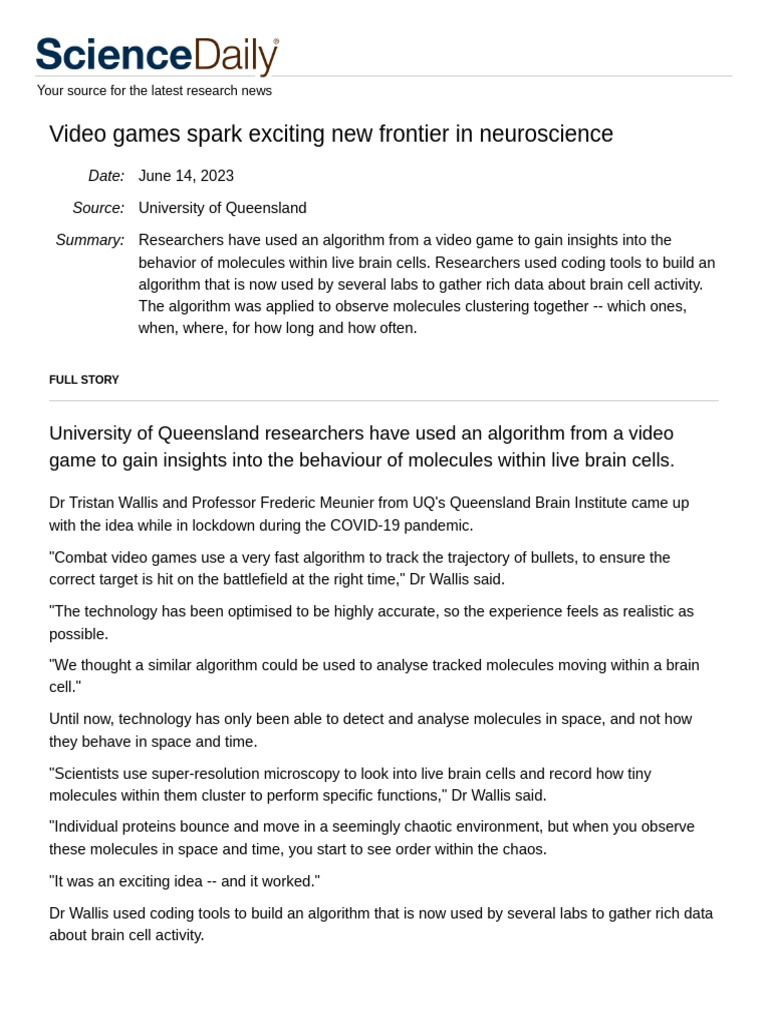 Video Games Spark Exciting New Frontier in Neuroscience ScienceDaily