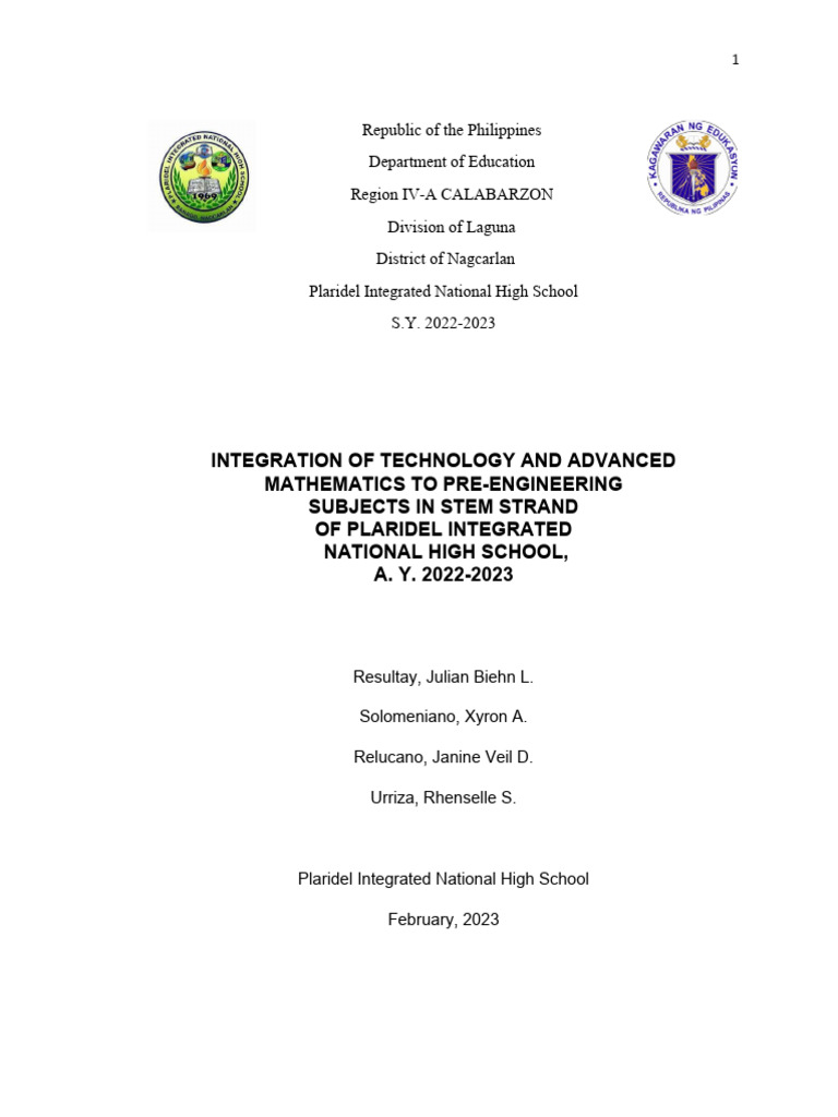 Chapter 1 3 Integration of Technology and Advanced Mathematics To Pre ...