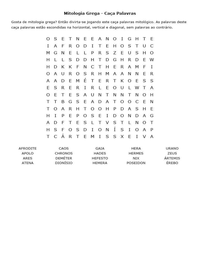 Caça Palavras - Mitologia-Grega-Medio | PDF | Mitologia grega | Zeus, image size:768x1024