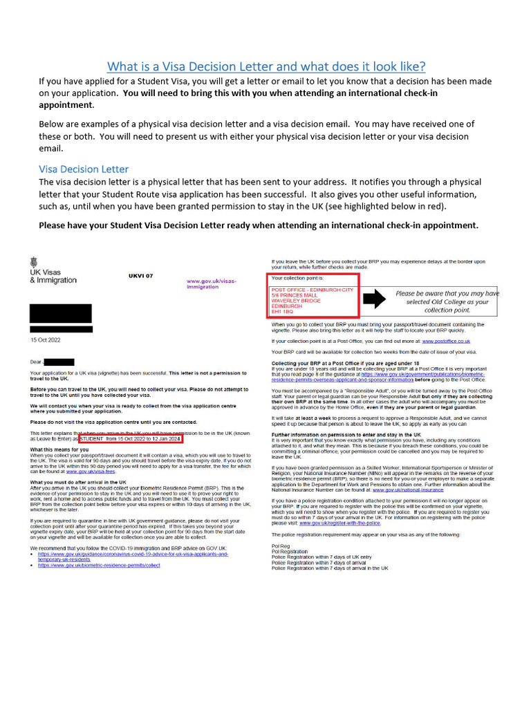 Visa Decision Letter Guide PDF