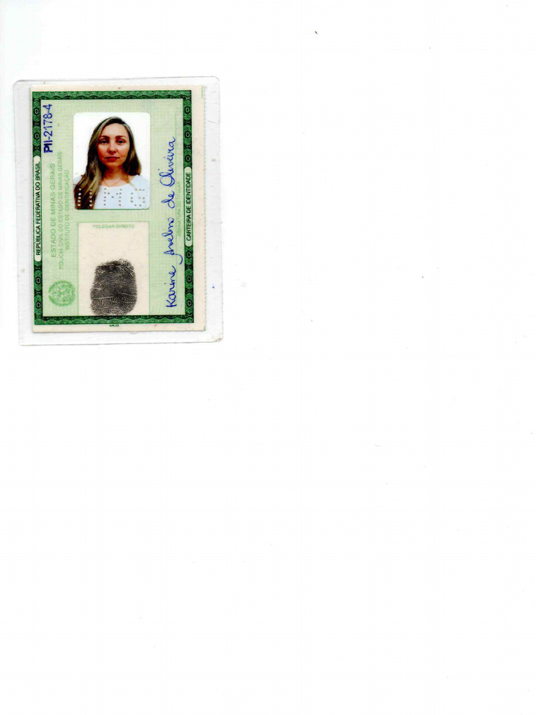 Carteira de Identidade e CPF - Karine Avelino de Oliveira | PDF