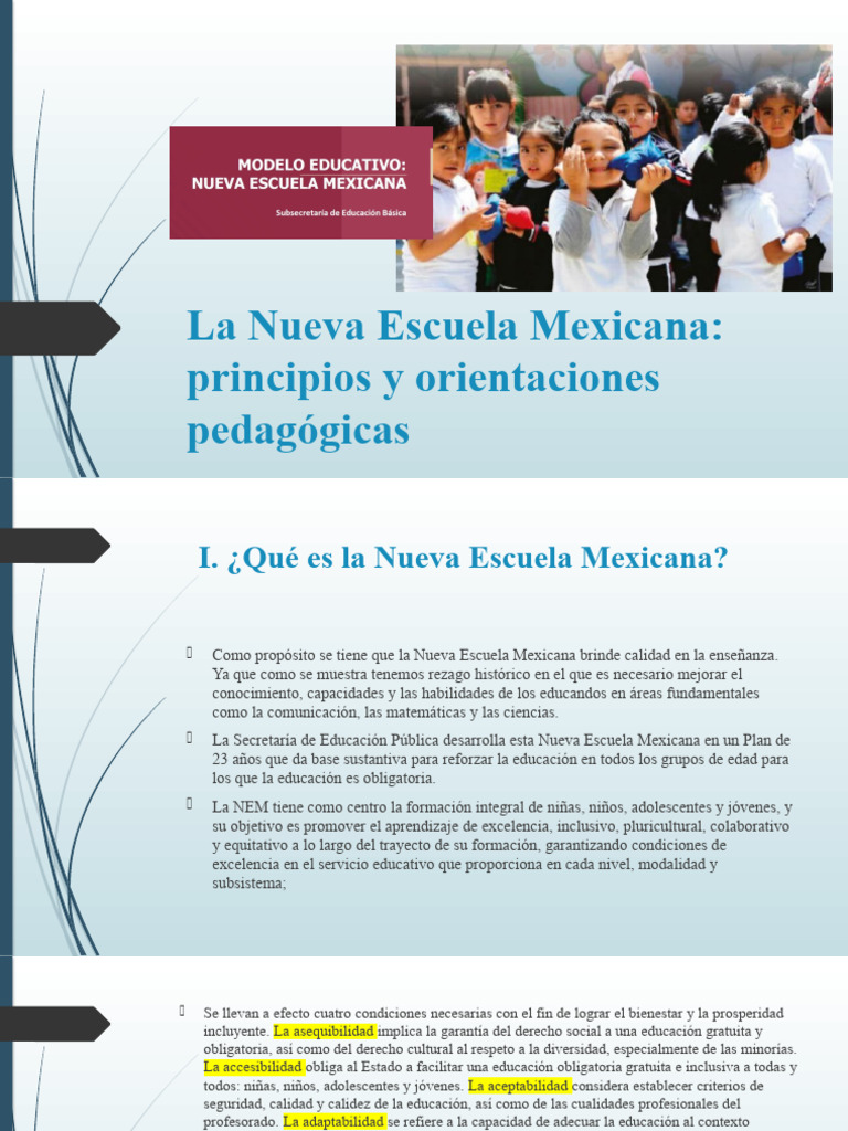 Principios de la Nueva Escuela Mexicana | PDF | Maestros | Evaluación