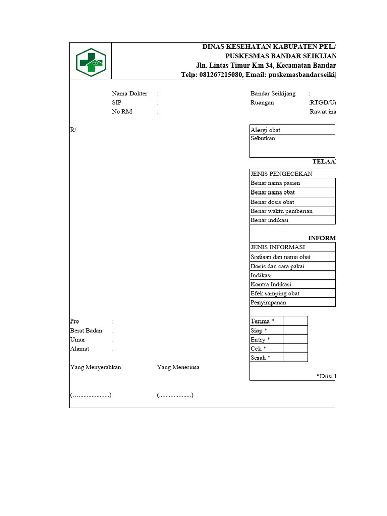 Contoh Resep Dokter Puskesmas | PDF