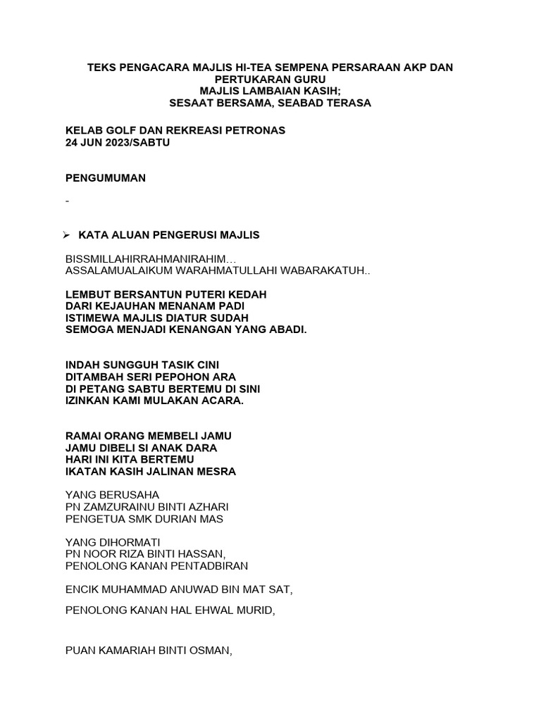 Teks pengacara majlis hi tea kgkt pdf