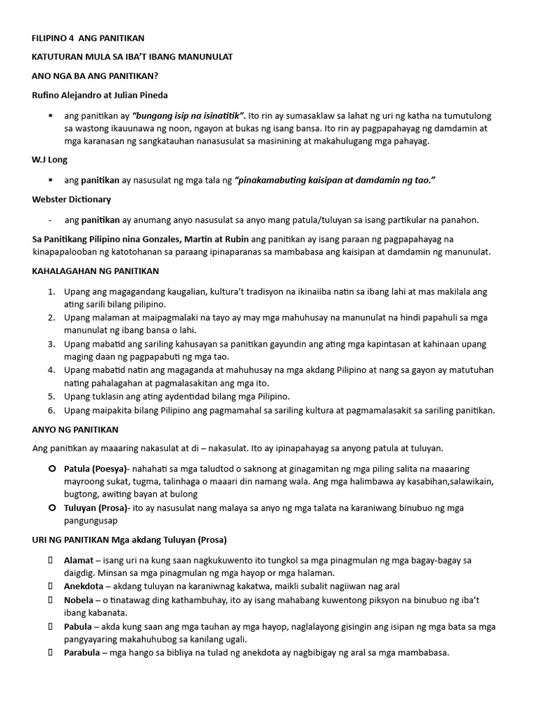 Filipino 4 Midterms | PDF