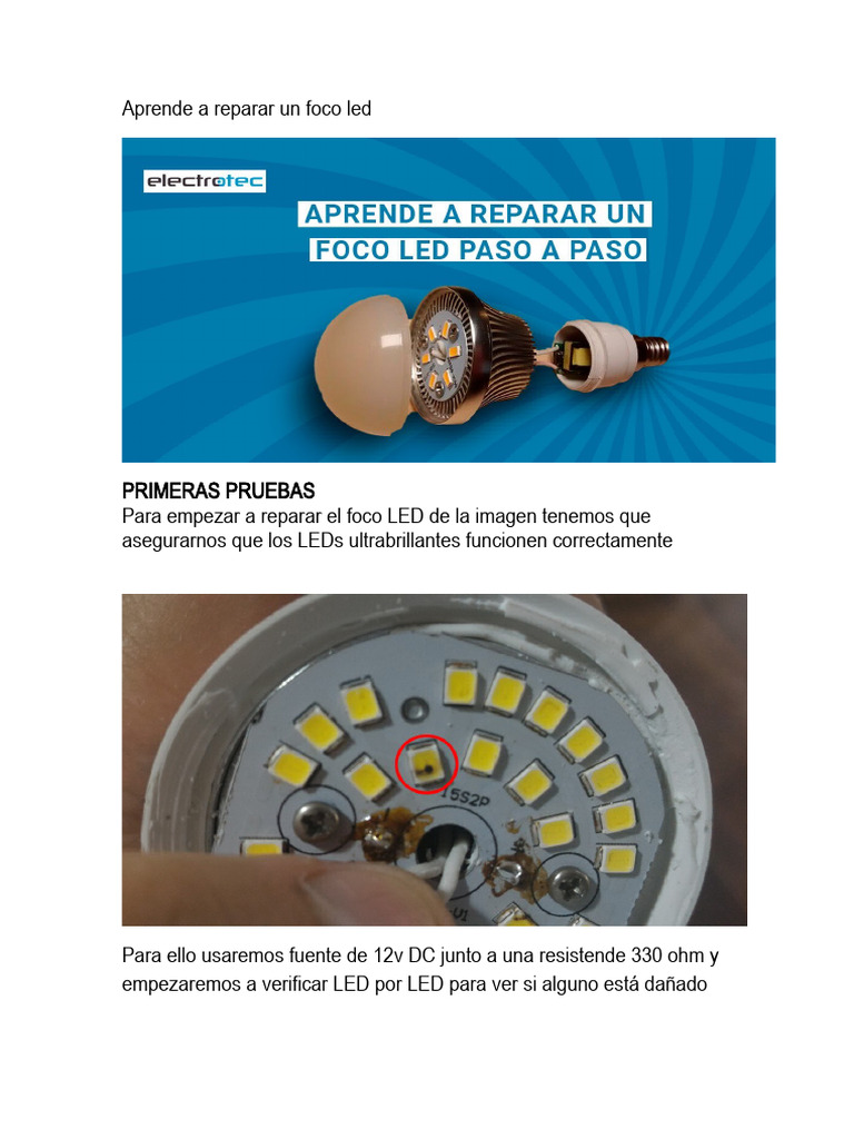 Aprende A Reparar Un Foco Led | PDF | Ciencia y matemáticas | Informática