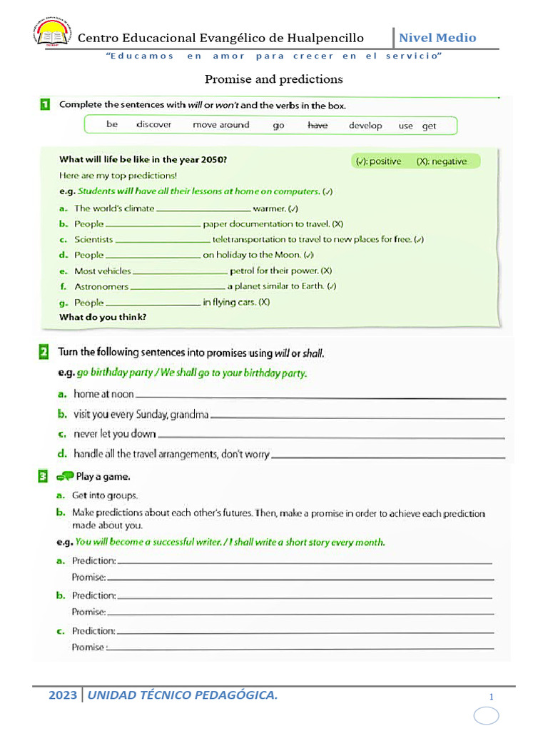Promise and Predictions Worksheet | PDF | Relaciones personales ...