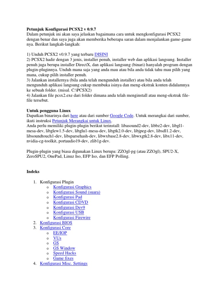 Petunjuk Konfigurasi PCSX2 V 0 | PDF