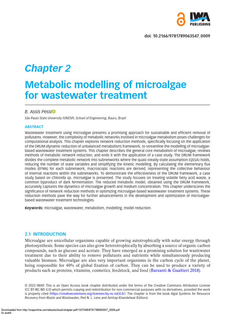 Metabolic Modeling of Microalgae Wastewater Treatment | PDF | Citric ...