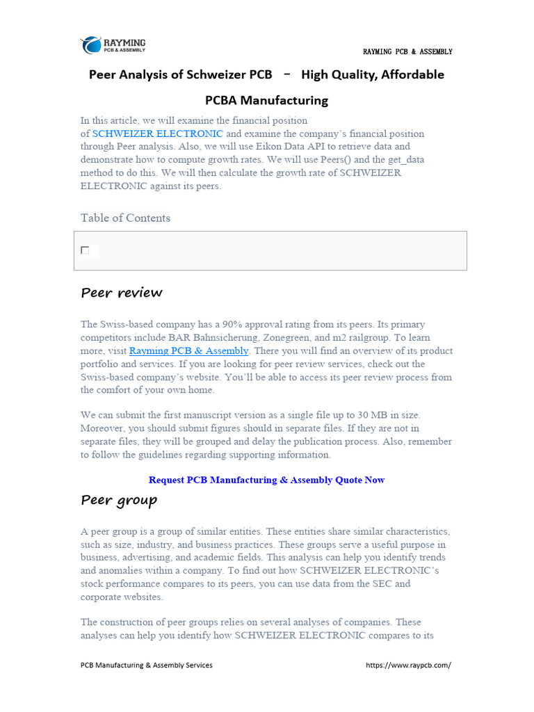 Peer Analysis of Schweizer PCB - High Quality, Affordable PCBA ...