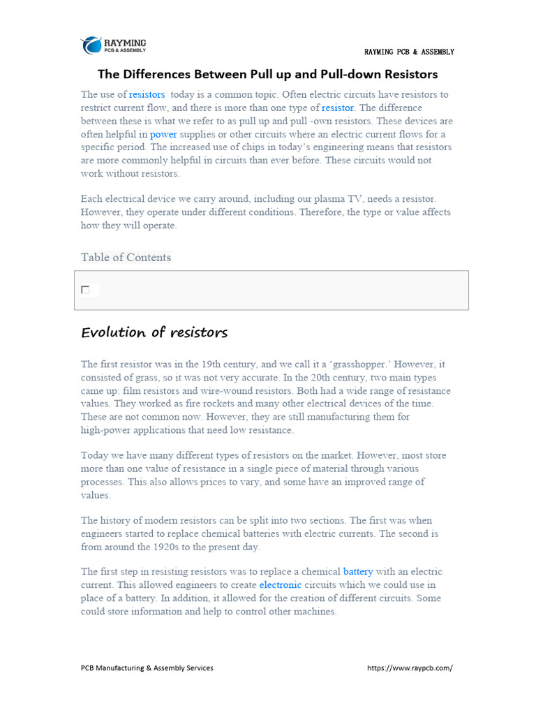 The Differences Between Pull Up and PullDown Resistors PDF