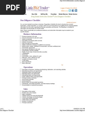 Due Diligence Checklist
