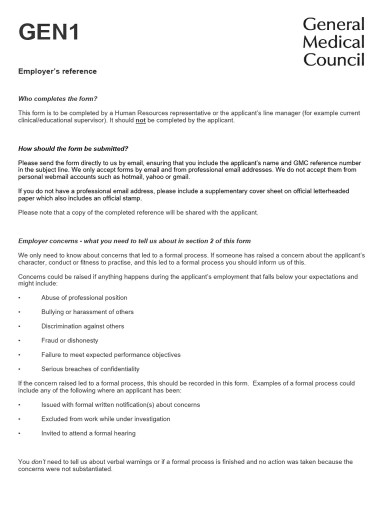 GMC Gen1 Employer Reference Form | PDF