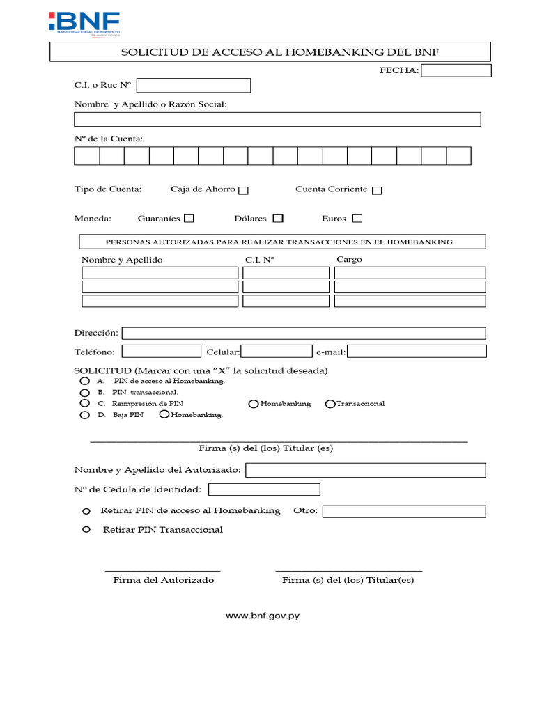 Solicitud Homebanking Descargar Gratis PDF Contrase a
