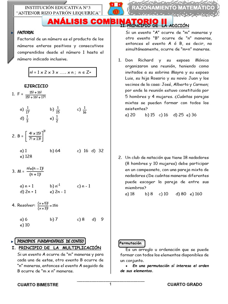Analisis Combinatorio Ii | PDF | Permutación | Objetos matemáticos