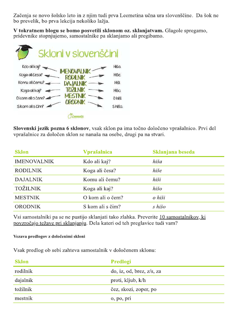 Skloni V Slovenščini | PDF
