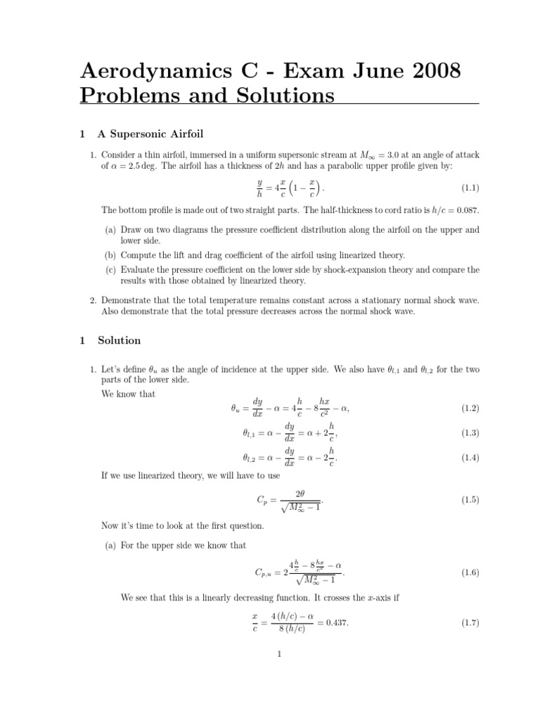 Exam June 2008 Problems and Solutions | PDF | Mach Number | Entropy