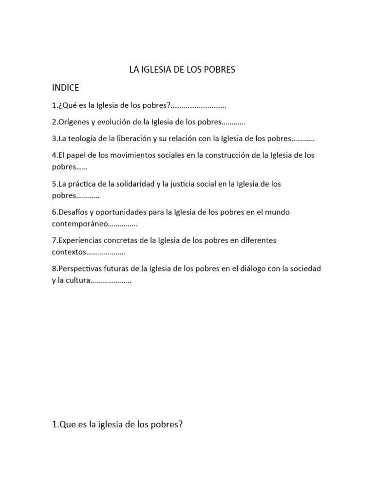 Iglesia de los Pobres: Justicia Social y Fe | PDF | Pobreza | Pobreza e ...