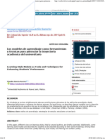 Los Modelos de Aprendizaje Como Herramientas y Técnicas para Potenciar La Trayectoria Académica Del Universitario