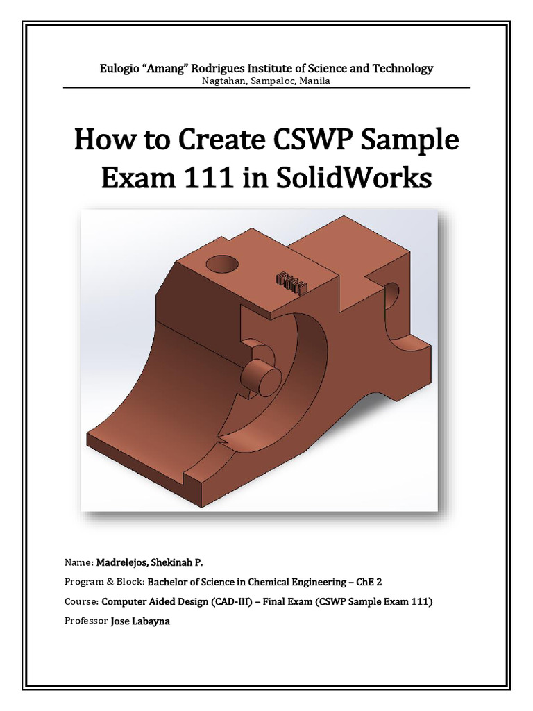 CSWP Sample Exam 111 Guide | PDF | Extrusion | Geometry