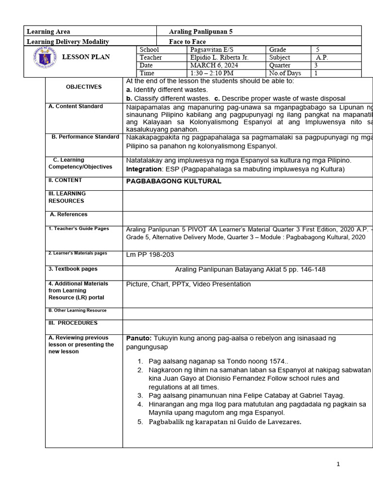 LE-for-COT3-A.P. 5 | PDF