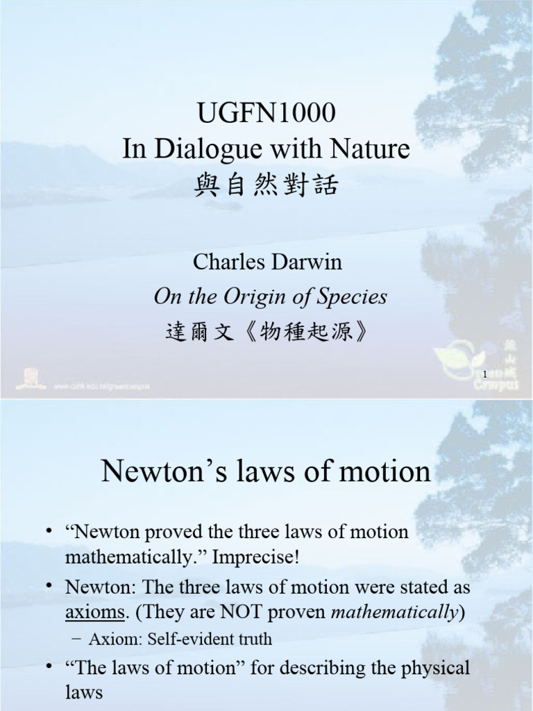 Newton and Darwin: Laws of Nature Explained | PDF | On The Origin Of ...
