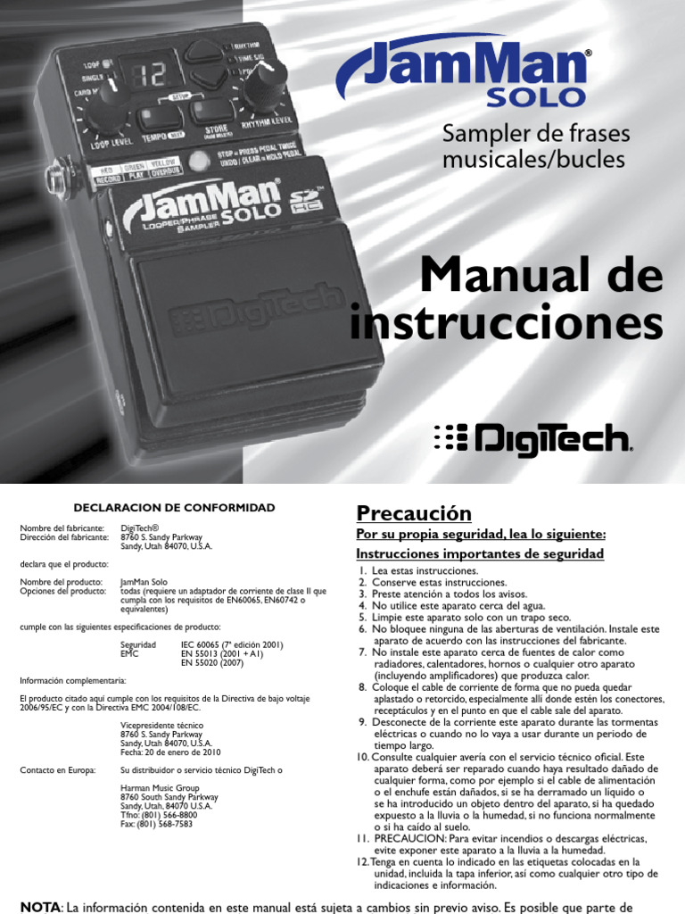 JamMan Manual Spanish - Digitech | PDF | Ritmo | Tempo