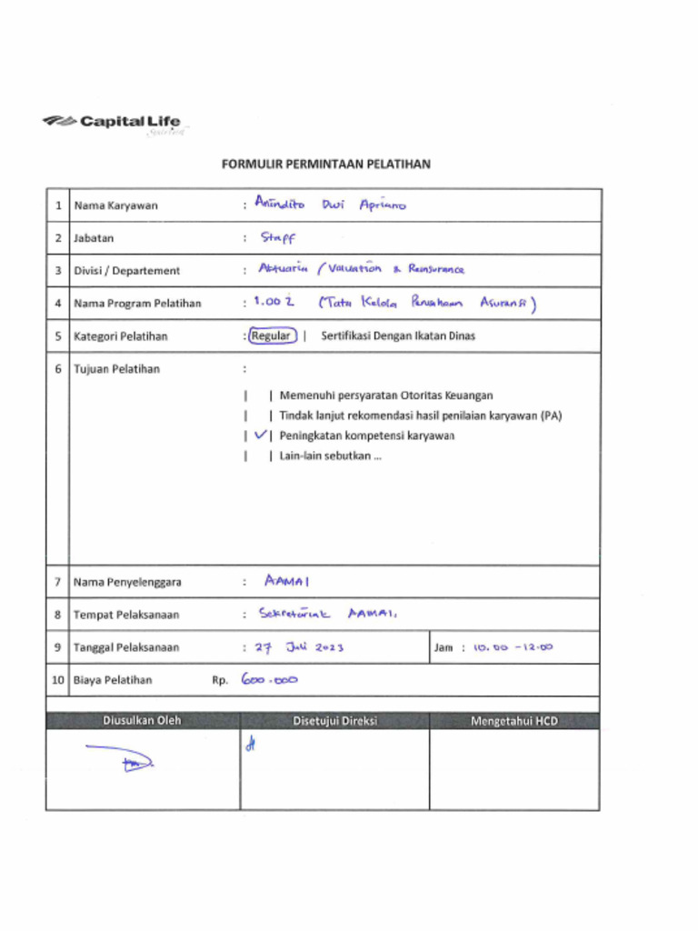 Form Ujian Aamai Anindito Pdf