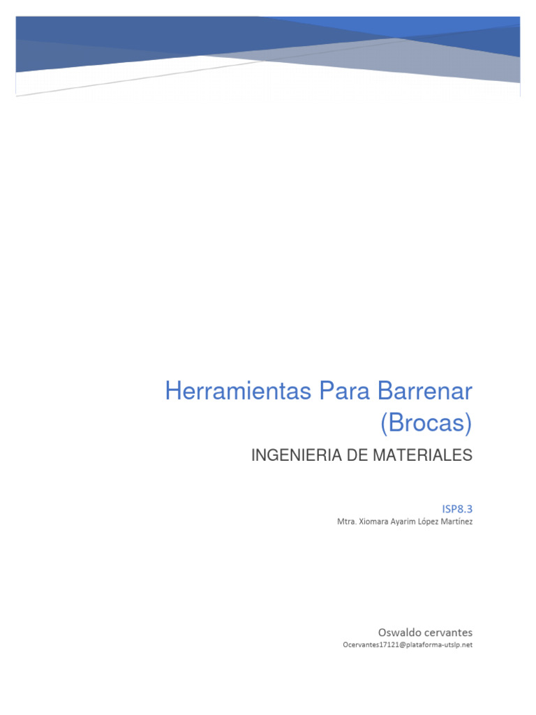 Cervantes Oswaldo - Tarea No.5 Herramientas para Barrenar (Brocas ...