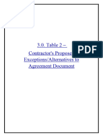 3.0 Table 2 - Contractor's Proposed ExceptionsAlternatives To Agreement Document