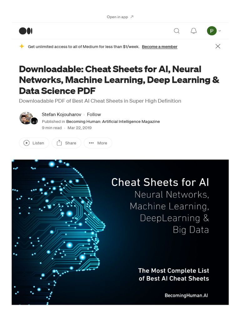 Downloadable: Cheat Sheets For AI, Neural Networks, Machine Learning ...