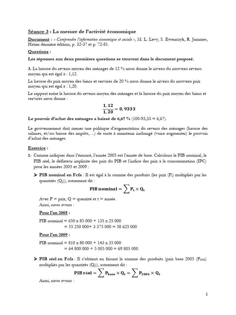Mesure de l'activité économique et PIB | PDF | Indice des prix à la ...