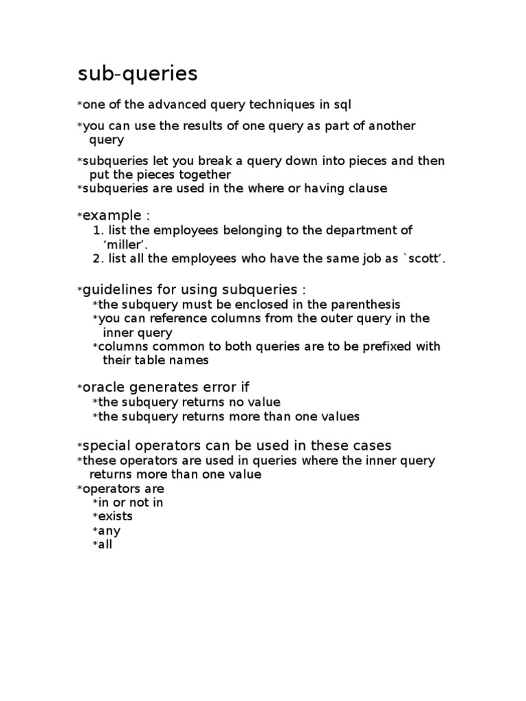 Mastering SQL Subqueries Techniques | PDF | Boolean Data Type ...