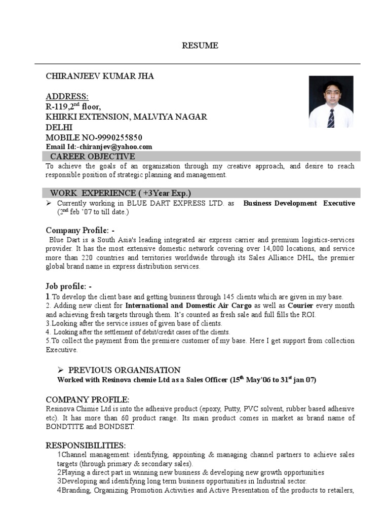 Bds Resume Format