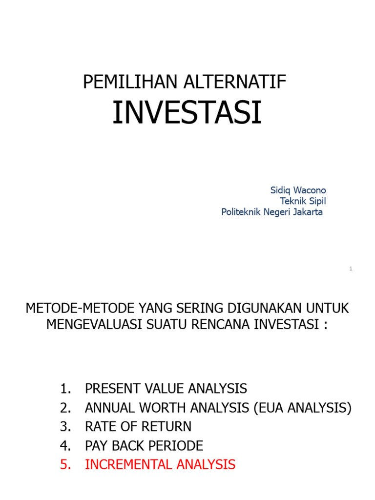 Analisis Inkremental untuk Investasi | PDF | Pengelolaan Keuangan & Uang