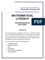 Mathematical Literacy Grade 10 Revision Material Term 1 - 2022