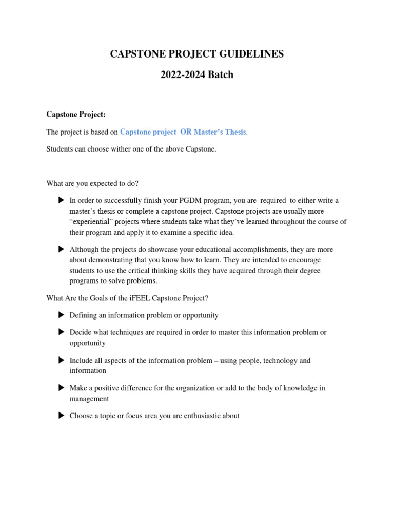 Capstone Project and Thesis Guidelines | PDF | Thesis | Methodology