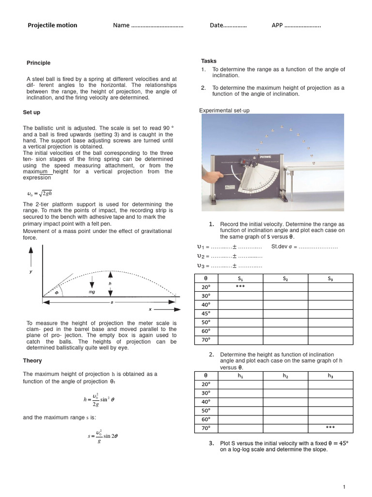 Lab 2 Projectile Motion | PDF | Mechanics | Flight