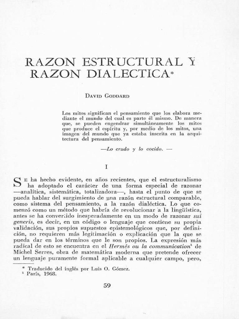 Razon Estructural y Razon Dialectica de David Goddard | PDF ...