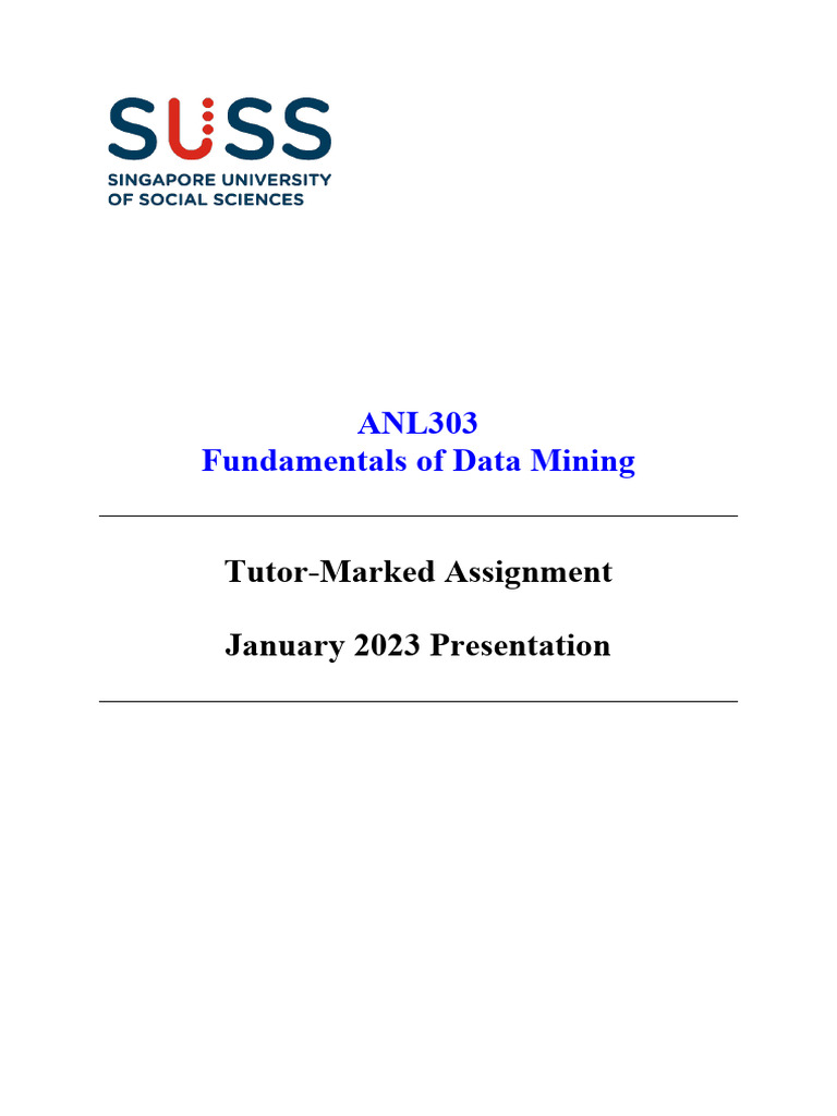 ANL303 Data Mining TMA Overview | PDF