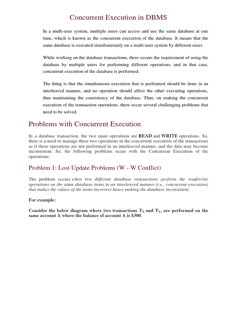 DBMS Concurrency Challenges | PDF | Database Transaction | Data ...