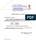 Certification of No Scholar New