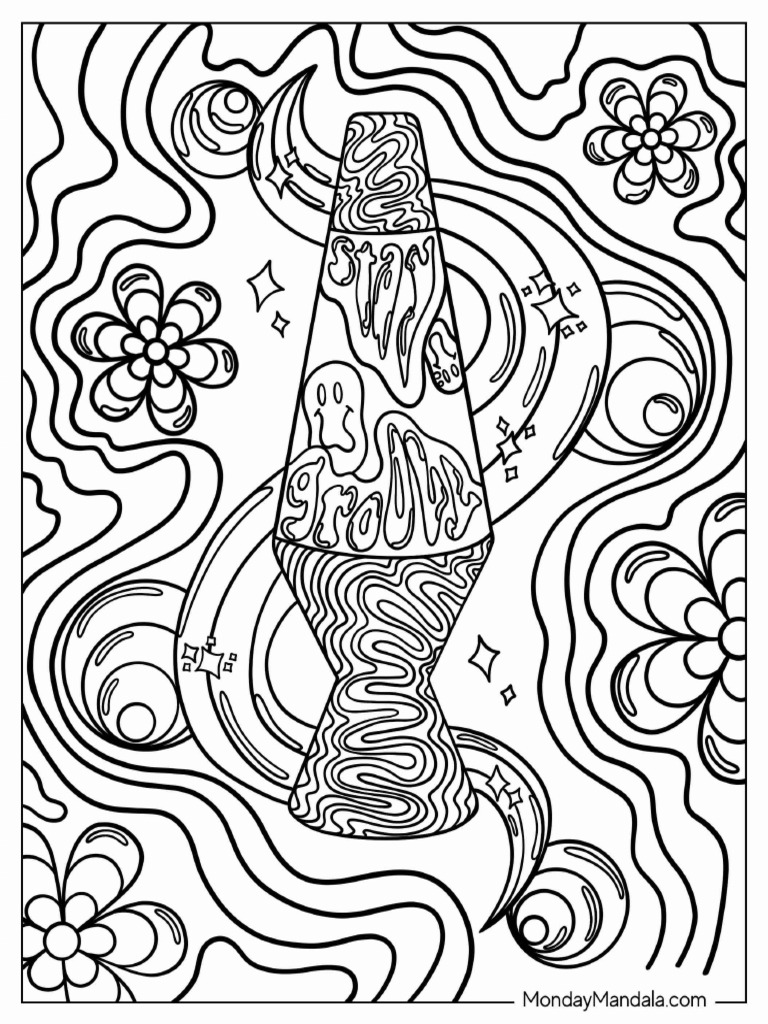 Trippy Lava Lamp to Color PDF
