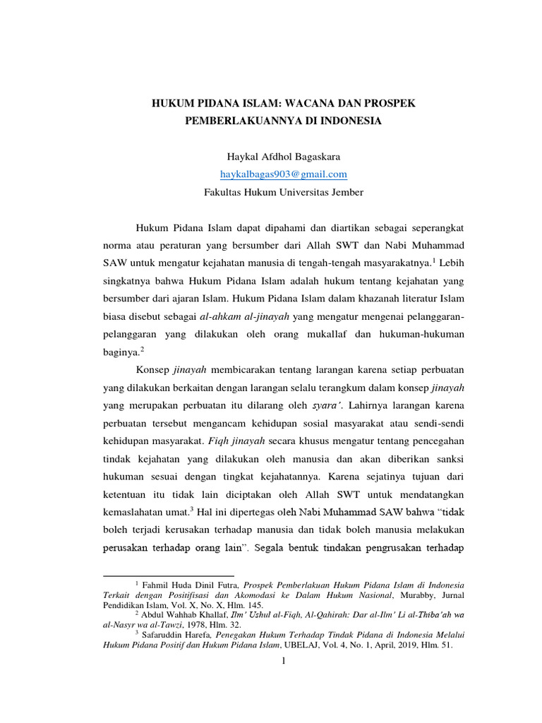 Prospek Hukum Pidana Islam di Indonesia | PDF