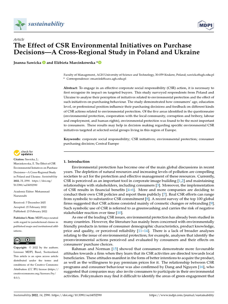 Sustainability 14 02590 v3 | PDF | Corporate Social Responsibility ...